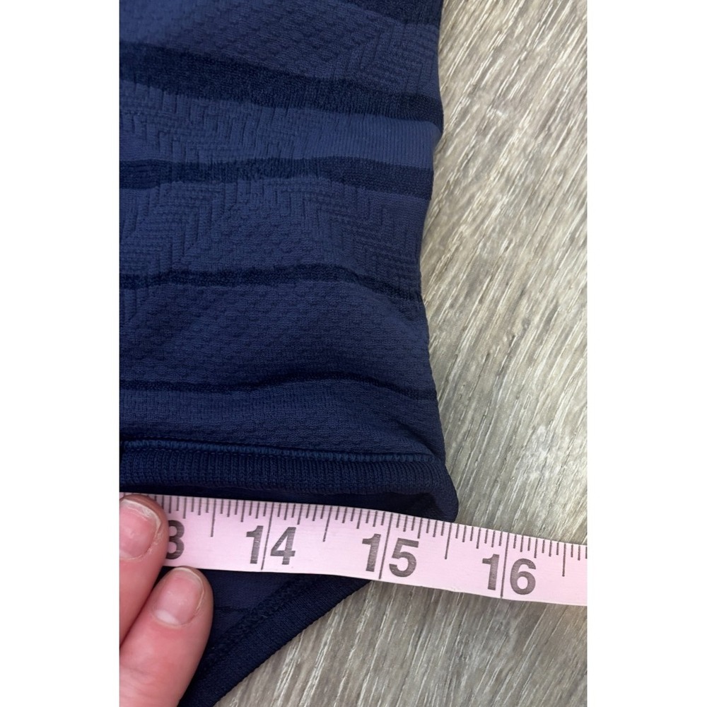 Athleta Fastest Track Seamless Blue Racerback Tank Top Ruched Stretch Medium - Picture 4 of 5